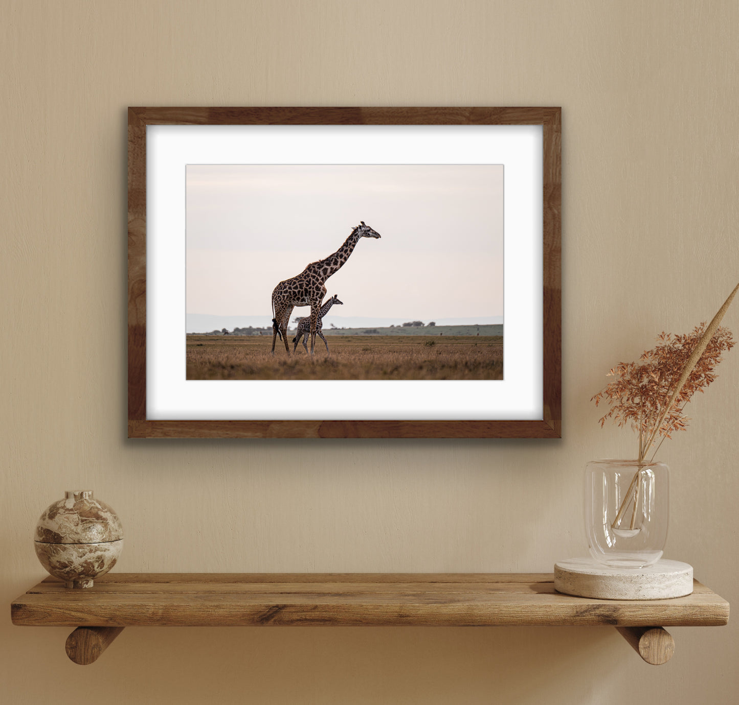 Giraffe Mother and Her Baby